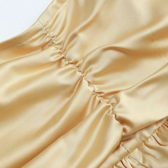 Solid Satin Ruched Mini Dress - Picture 8 of 8